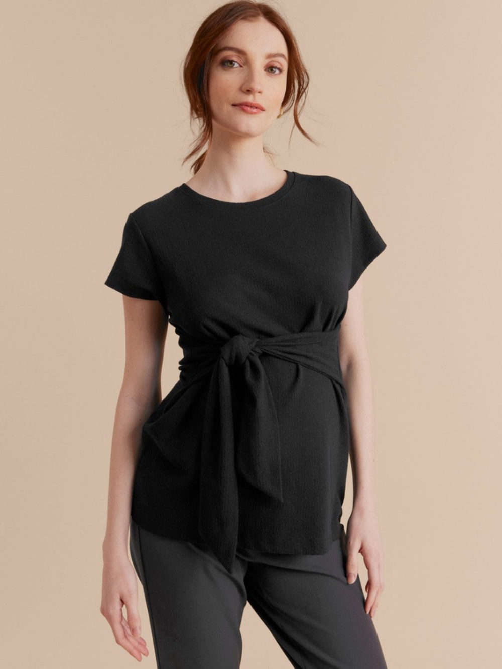 NWT A Pea in the Pod 
Tie Front Textured Maternity Top